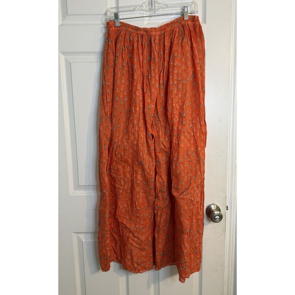 FP Dream Time Wide Leg Tangerine Boho Oversized Drawstring Lightweight Pants M - Picture 6 of 7